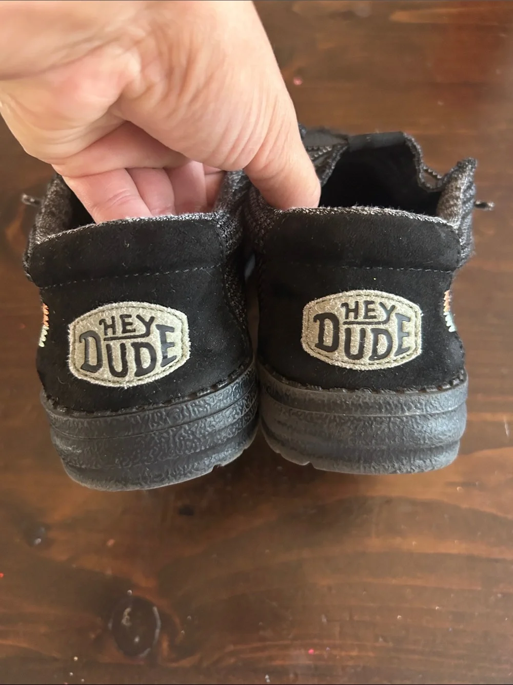 Hey Dude Kids Black Knit Moccasin Slip-Ons